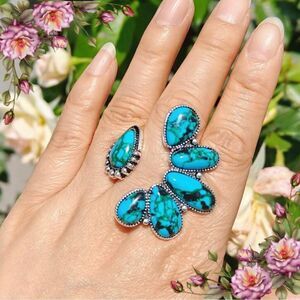Vintage Bohemian Style Faux Turquoise Open‎ Ring